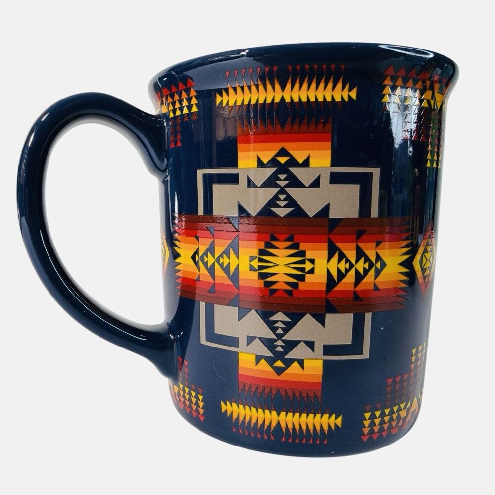 Pendleton Woolen Mills Chief Joseph Blue Southwest Aztec Ceramic Coffee Cup Mug